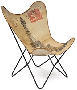 Кресло со съемным чехлом, каркас кованый стальной, сиденье текстиль-хлопок, цвет натуральный с рисунком