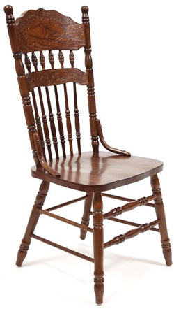 Резной стул с жестким сиденьем из натурального дерева гевея, цвет темный орех