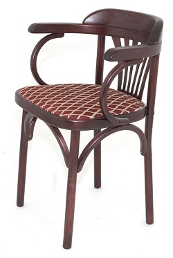 Венский деревянный стул с сиденьем из ткани. Цвет махагон, цвет ткани бордо.