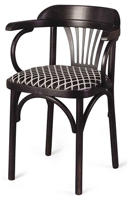 Венский деревянный стул с сиденьем из ткани. Цвет венге, цвет ткани черный.