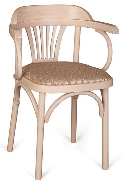 Венский деревянный стул с сиденьем из ткани. Цвет беленый дуб, цвет ткани бежевый.