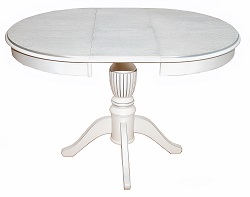 Круглый раскладной стол. Цвет белый с патиной.