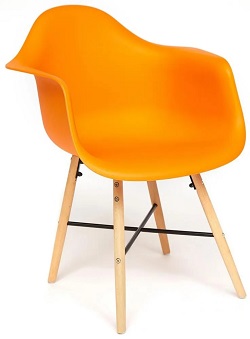 Стул-кресло из пластика. Цвет оранжевый.