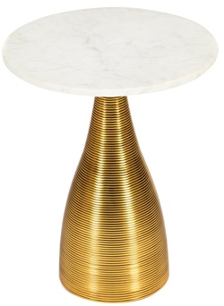 Кофейный столик с мраморной столешницей, каркас из алюминиевого сплава в цвете античная медь