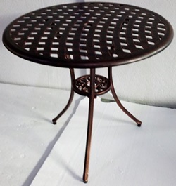 Круглый стол из литого металла, цвет бронзовой патины