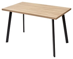 Раздвижной стол из ЛДСП на металлокаркасе, цвет Дуб канзас. Ножки черные.