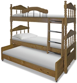Двухъярусная детская деревянная кровать с дополнительным выкатным спальным местом