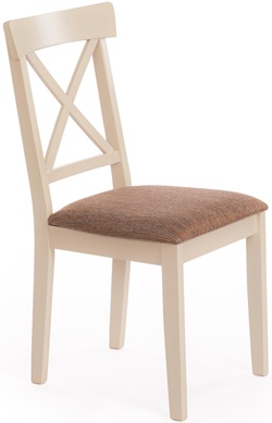 Деревянный стул из массива гевеи с мягким сиденьем, цвет ivory white (слоновая кость)