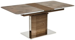 Раскладной стол в стиле модерн, каркас из МДФ, столешница МДФ покрытое закаленным стеклом коричневого цвета