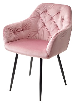 Стул-кресло на металлокаркасе  с подлокотниками. Цвет розовый.
