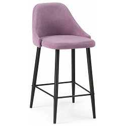 Полубарный стул из велюра на металлокаркасе. Цвет розовый (лавандовый).