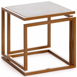 Квадратный кофейный столик, каркас алюминиевый, столешница-мрамор