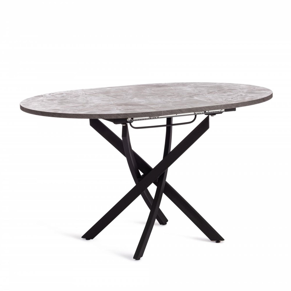 Раскладной обеденный стол из ЛДСП и металла, цвет: агат серый/чёрный
