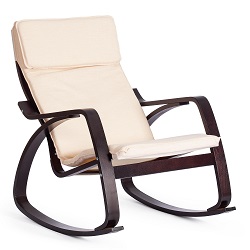 Кресло-качалка на деревянном каркасе с мягкой подушкой. Цвет венге/бежевый.