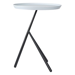 Круглый приставной столик на стальном основании. Цвет серый/черный.
