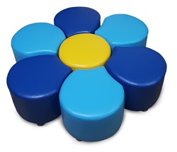 Банкетка в форме цветка. Цвет синий/желтый/голубой.