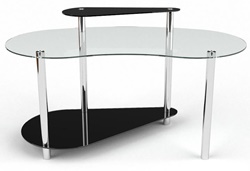 Компьютерный стол с полочкой, из стекла и металла