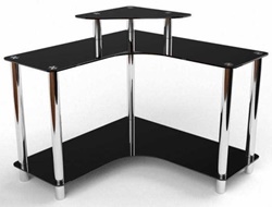 Письменный стол из стекла и металла в современном стиле, столешница черного цвета