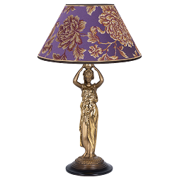 Настольная лампа с абажуром из жаккарда. Цвет: Бронза Маргарита Фиолет.