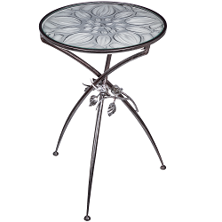Кованый круглый столик со стеклом BO-17385