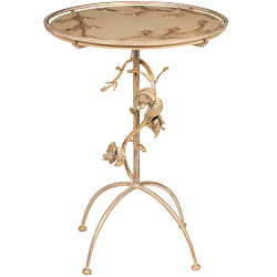 Столик с декорированными элементами. Цвет: Айвори Мраморное золото.