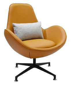 Дизайнерское кресло из прессованной кожи. Цвет оранжевый.