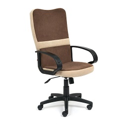 Кресло офисное из комбинированной ткани. Цвет: коричневый/бежевый.
