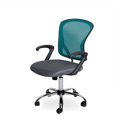 Кресло офисное с полужесткой спинкой из ткани сетка. Цвет: синий.