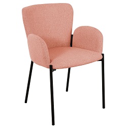 Мягкий стул с закруглённой мягкой спинкой и с подлокотниками пудрового цвета