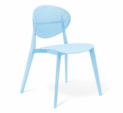 Пластиковый стул с перфорированной спинкой. Цвет: пастельно голубой
