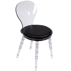 Дизайнерский стул из экокожи и пластика. Цвет: чёрный, прозрачный.
