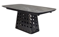Раздвижной керамический стол на металлическом каркасе. Цвет серый мрамор.
