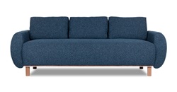 Трехместный диван из букле. Цвет синий.