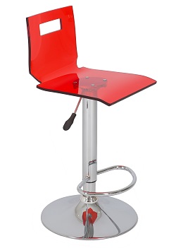 Барные стулья, оригинального дизайна. 
Особенность стула прозрачность сиденья и спинки. Цвет:красный
Размер: 37*34*104 
Производство: Китай.
