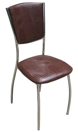 Хромированный стул. Размер (ш*г*в): 37*44*88 см. Обивка: кожзам. Цвет:  коричневый крокодил.