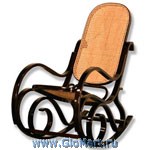 Кресло-качалка из ротанга. Материал: Гнутая фанера, ротанг. Цвет: Темный орех.  Производитель: Тайвань 
