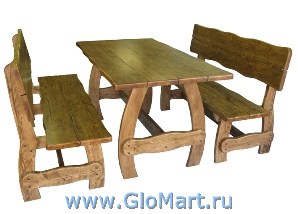 Стол М-13 и скамьи М-13 из массива сосны 
Габариты стола 1500*810*780h мм.
Габариты скамьи: ширина 1500, высота 910, глубина 580 мм 
Цвет: натуральный, орех.