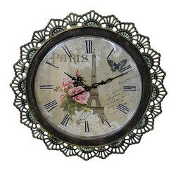 Часы настенные кварцевые с рисунком Париж. Материал: металл.
