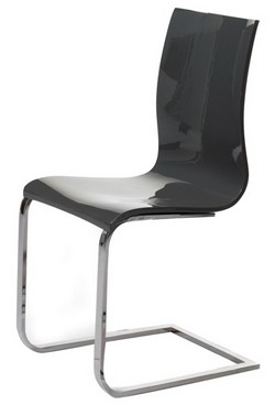 Оригинальный деревянный стул с хромированными ногами. Цвет серый.