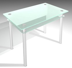 Прямоугольный стеклянный стол с полочкой.  Размеры: д*ш*в (1100*700*750 мм). Материал:стекло, металл.