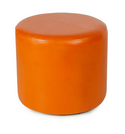 Круглый пуф без ящика. Каркас жёсткий, обивка искусственная кожа. Размеры : диаметр 47 см, высота 41,5 см. Цвет: оранжевый.