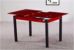 Стеклянный кухонный стол с раздвижным механизмом. Цвет красный.