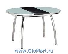 Стол раздвижной, круглый.
Каркас: металл хром. Столешница: стекло белое, вставка черный лак. Производство: Китай
