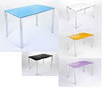 Стеклянный прямоугольный стол для кухни, Цвета: голубой, черный, белый, оранжевый, сиреневый. В том числе с рисунком.