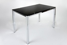 Стеклянный прямоугольный стол для кухни. Цвет: черный.