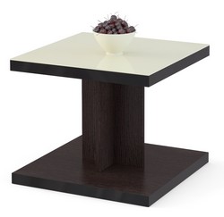 Журнальный столик со стеклом. Размер: 55*55 см, высота 42,2 см. Цвет: венге/кремовое.