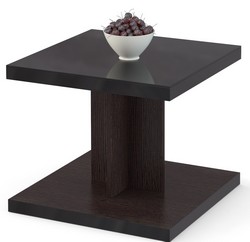 Журнальный столик со стеклом. Размер: 55*55 см, высота 42,2 см. Цвет: Цвет: венге/черное стекло.
