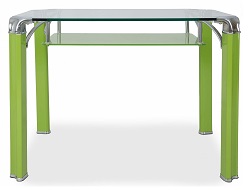 Элегантный стеклянный обеденный стол для гостиной или кухни. Цвет зеленый.