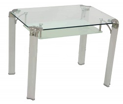 Элегантный стеклянный обеденный стол для гостиной или кухни. Цвет супер белый.