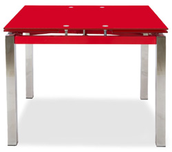 Стол обеденный стеклянный, цвет столешницы красный.